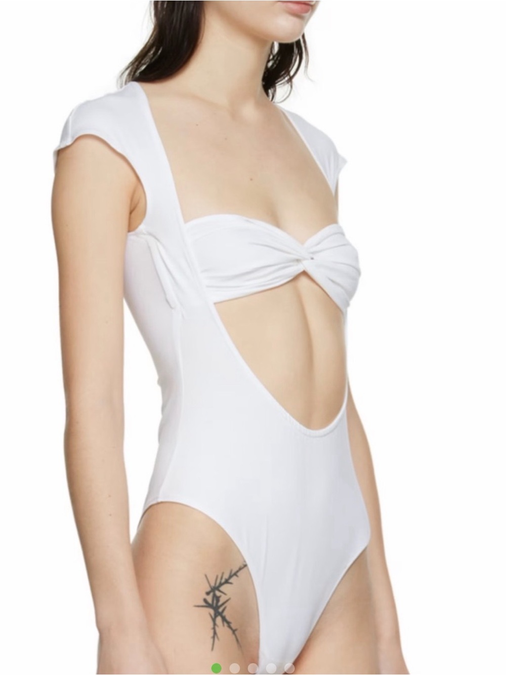 beaufille White Twist Cutout One-Piece Bodysuit